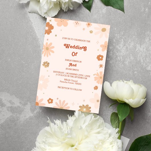 レトロユニークヴィンテージ70結婚s 招待状