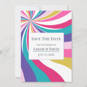 レトロユニーク波形ピンク日付を保存 招待状 (正面)