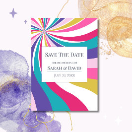 レトロユニーク波形ピンク日付を保存 招待状