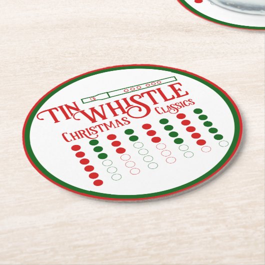 レトロユーモアのあるティンホイッスルクリスマスクラシック ラウンドペーパーコースター (アングル)