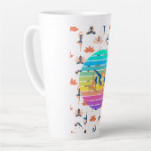 レトロヨガ鮮やかの流れの調和 カフェラテマグ (左アングル)