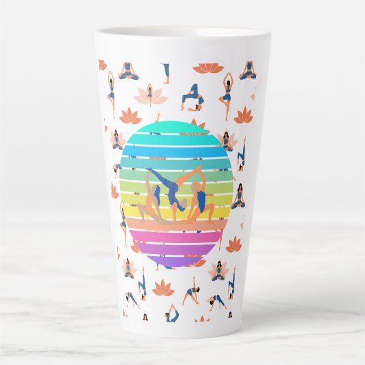 レトロヨガ鮮やかの流れの調和 カフェラテマグ (正面)