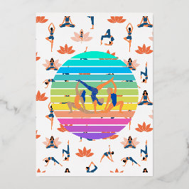 レトロヨガ鮮やかの流れの調和 箔招待状