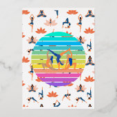 レトロヨガ鮮やかの流れの調和 箔招待状 (正面)