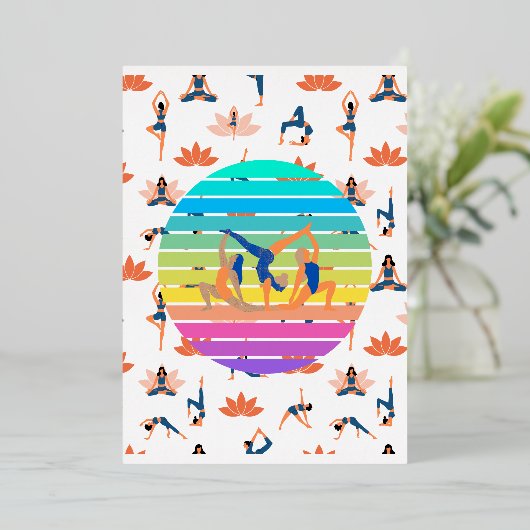 レトロヨガ鮮やかの流れの調和 箔招待状 (立ち正面)