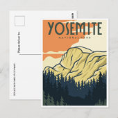 レトロヨセミテ国立公園ハーフドームカリフォルニア ポストカード (正面/裏面)
