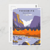 レトロヨセミテ国立公園ハーフドームカリフォルニア ポストカード (正面/裏面)