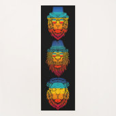 レトロライオンヘッドレインボーストライプのサンセット ヨガマット (正面)