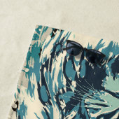 レトロライオンヘッド – ヴィンテージライオン顔ビーチタオル ビーチタオル (インサイチュ)