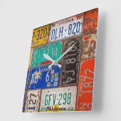 レトロライセンスプレート収集 スクエア壁時計 (傾斜)