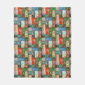 レトロライセンスプレート収集 フリースブランケット (正面)