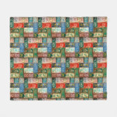 レトロライセンスプレート収集 フリースブランケット (正面(横))