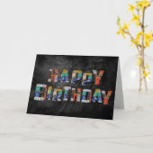 レトロライセンスプレート誕生日 カード (黄色い花)