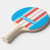レトロライトスカイブルーストライプボード名 卓球ラケット (正面アングル)