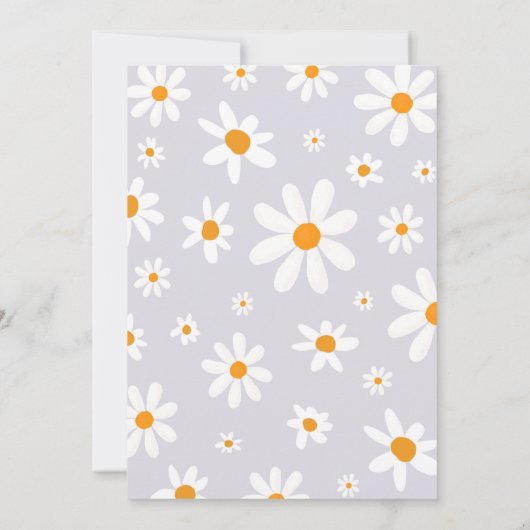 レトロライトパープルデイジー誕生日パーティーの招待 招待状 (裏面)