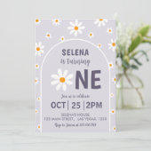 レトロライトパープル最初の誕生日パーティーの招待 招待状 (スタンド正面)