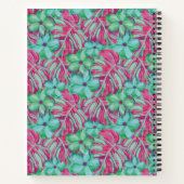 レトロライトピンクと緑の花模様 ノートブック (裏面)