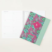 レトロライトピンクと緑の花模様 プランナー手帳 (ディスプレー)