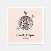 レトロライトピンクディスコ結婚のデコナプキンズ スタンダードカクテルナプキン (正面)