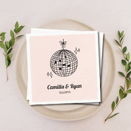 レトロライトピンクディスコ結婚のデコナプキンズ スタンダードカクテルナプキン