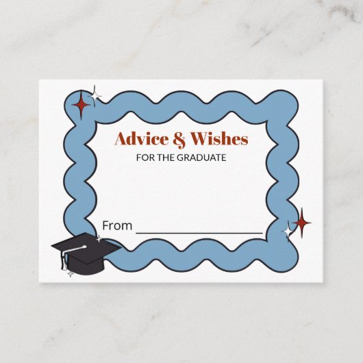 レトロライトブルーアドバイス&ウィッシュ卒業 エンクロージャーカード (正面)