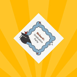 レトロライトブルースクイグルボーイ卒業パーティー スタンダードカクテルナプキン