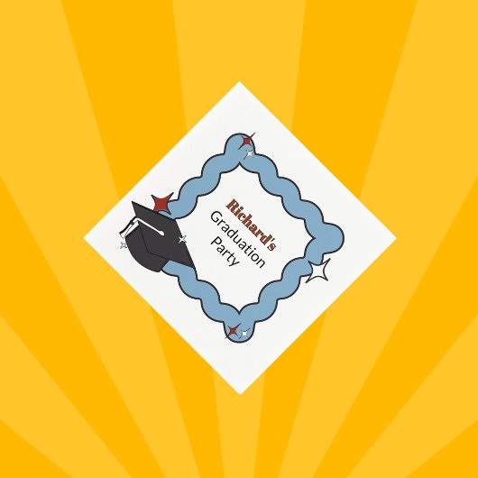 レトロライトブルースクイグルボーイ卒業パーティー スタンダードカクテルナプキン