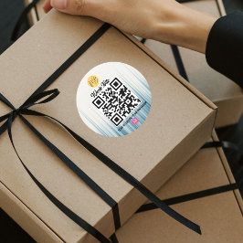 レトロライトブルーモダンビジネスインスタンスQrコード ラウンドシール