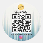 レトロライトブルーモダンビジネスインスタンスQrコード ラウンドシール (正面)