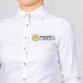 レトロライトブルーモダンレストラン従業員 名札