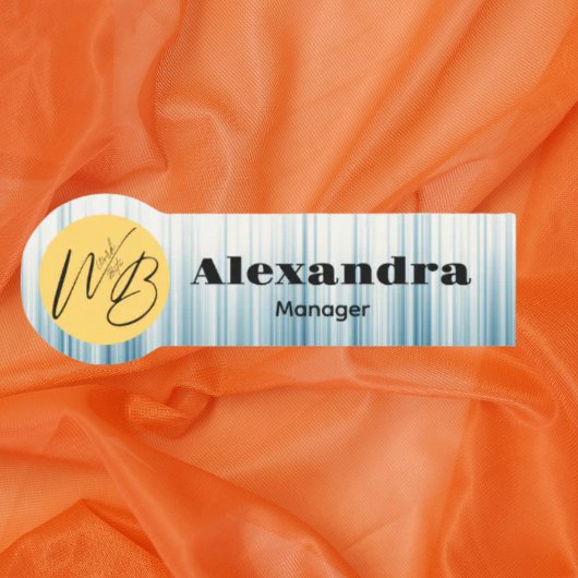 レトロライトブルーモダンレストラン従業員 名札