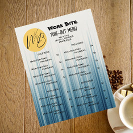 レトロライトブルーレストランテイクアウトメニューQRコード チラシ