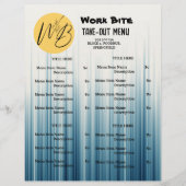 レトロライトブルーレストランテイクアウトメニューQRコード チラシ (正面)