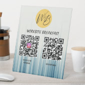 レトロライトブルーレストランメニューインスタグラムQrコード 台座サイン (インサイチュ)