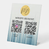 レトロライトブルーレストランメニューインスタグラムQrコード 台座サイン (正面)