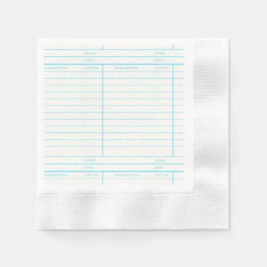 レトロライブラリのブックの期限カード 縁ありカクテルナプキン (正面)