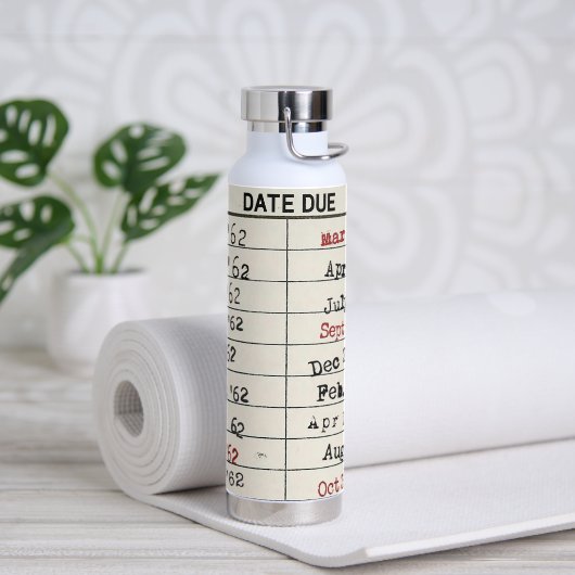 レトロライブラリカード ウォーターボトル (ヨガ)