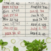 レトロライブラリカード キッチンタオル (折り畳み)