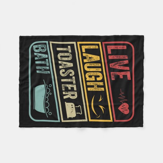 レトロライブ笑いトースターバススケルトンおもしろいハロ フリースブランケット (正面(横))