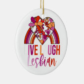 レトロライブ笑いレズビアンレインボーフローラハートPrid セラミックオーナメント (右)
