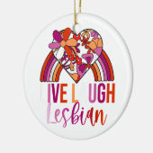 レトロライブ笑いレズビアンレインボーフローラハートPrid セラミックオーナメント (左)