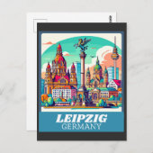 レトロライプツィヒスカイライン ポストカード (正面/裏面)