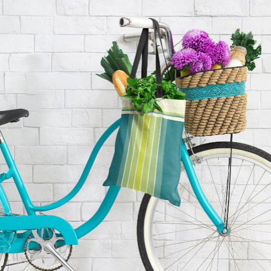 レトロライムとアクアサーフボードストライプのトート トートバッグ