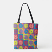 レトロライムとコーラルピックボールトートバッグ トートバッグ (裏面)