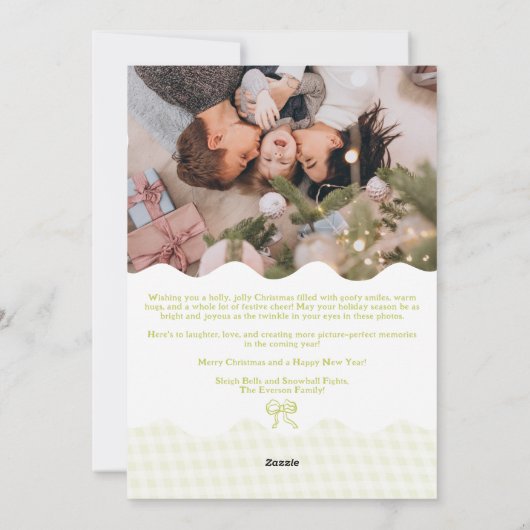 レトロライムギンガムメリークリスマスウェーブー2枚の写真 シーズンカード (裏面)