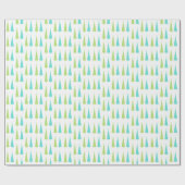 レトロライムグリーンとティール(緑がかった色)ブルークリスマスツリー ラッピングペーパー (フラット)