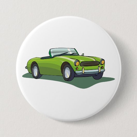 レトロライムグリーンのオープンカー 缶バッジ (正面)