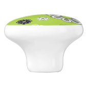 レトロライムグリーンフラワーパワーセラミックノブ セラミックノブ (側面)