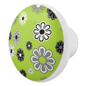 レトロライムグリーンフラワーパワーセラミックノブ セラミックノブ (右)