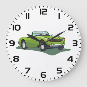 レトロライムグリーン オープンカー スポーツカー ラージ壁時計